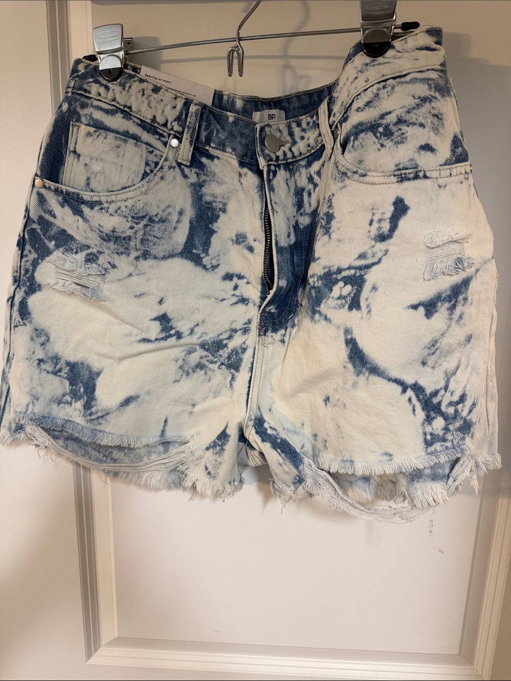 bp Blue and White Tie-Dye Denim Cutoff Shorts